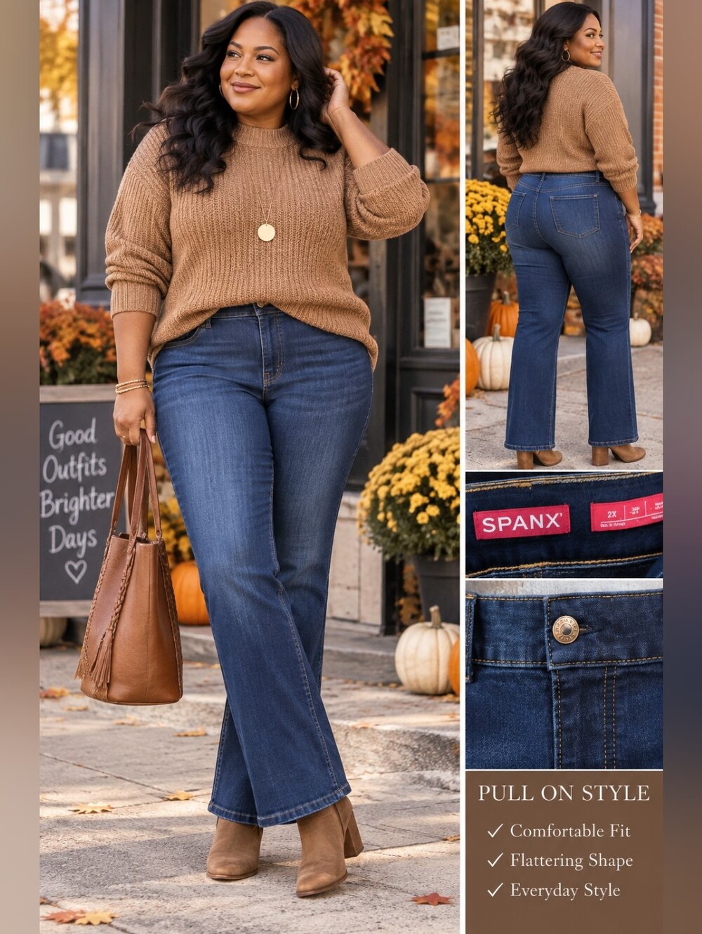 SPANX Pull-On Jeans 2X NWT Dark Wash Stretch Denim